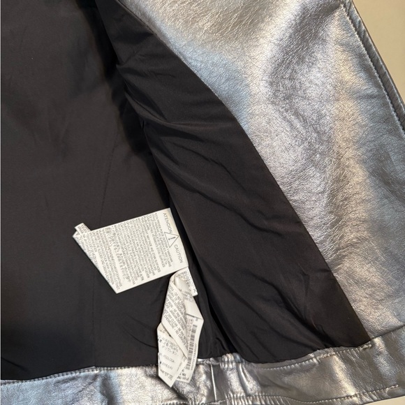 ZARA Silver Metallic Faux Leather Women's Moto Jacket - Picture 6 of 7